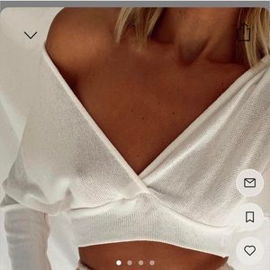 Princess Polly White V-Neck Sweater